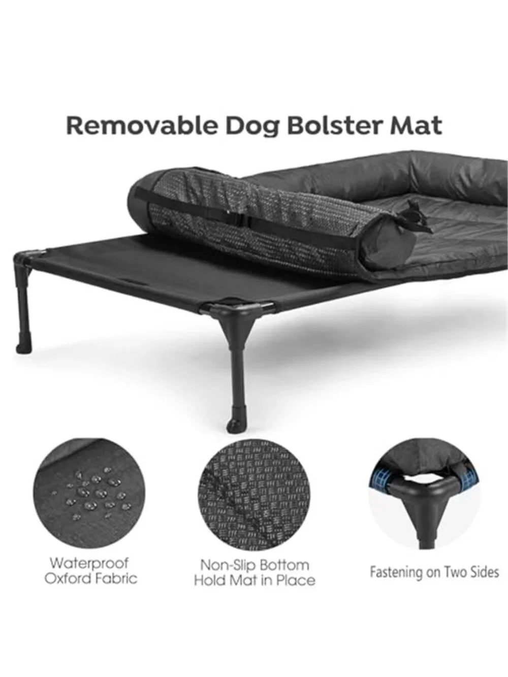 Cooling Elevated Dog Bed Add Removable Waterproof Bolster Cushion Mat